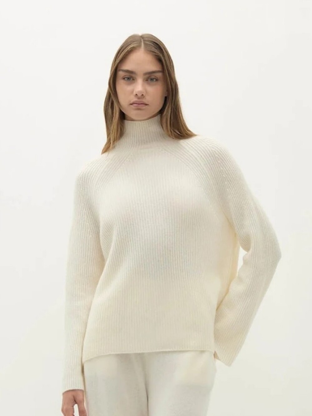 NakedCashmere KORA Mockneck sweater in ecru size large